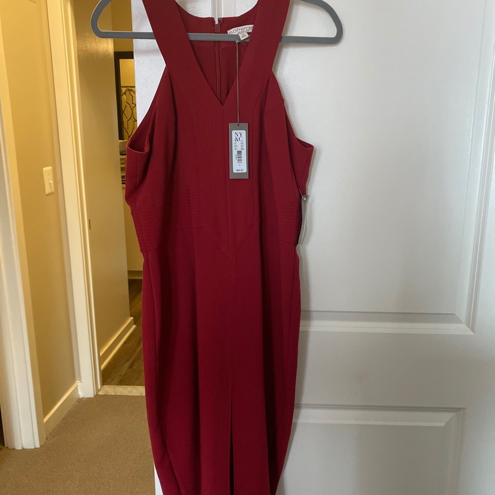 Sleeveless Eva Mendes Maroon Cocktail/Work Dress
